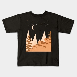 Night Scene Digital Art Trees Rocks Kids T-Shirt